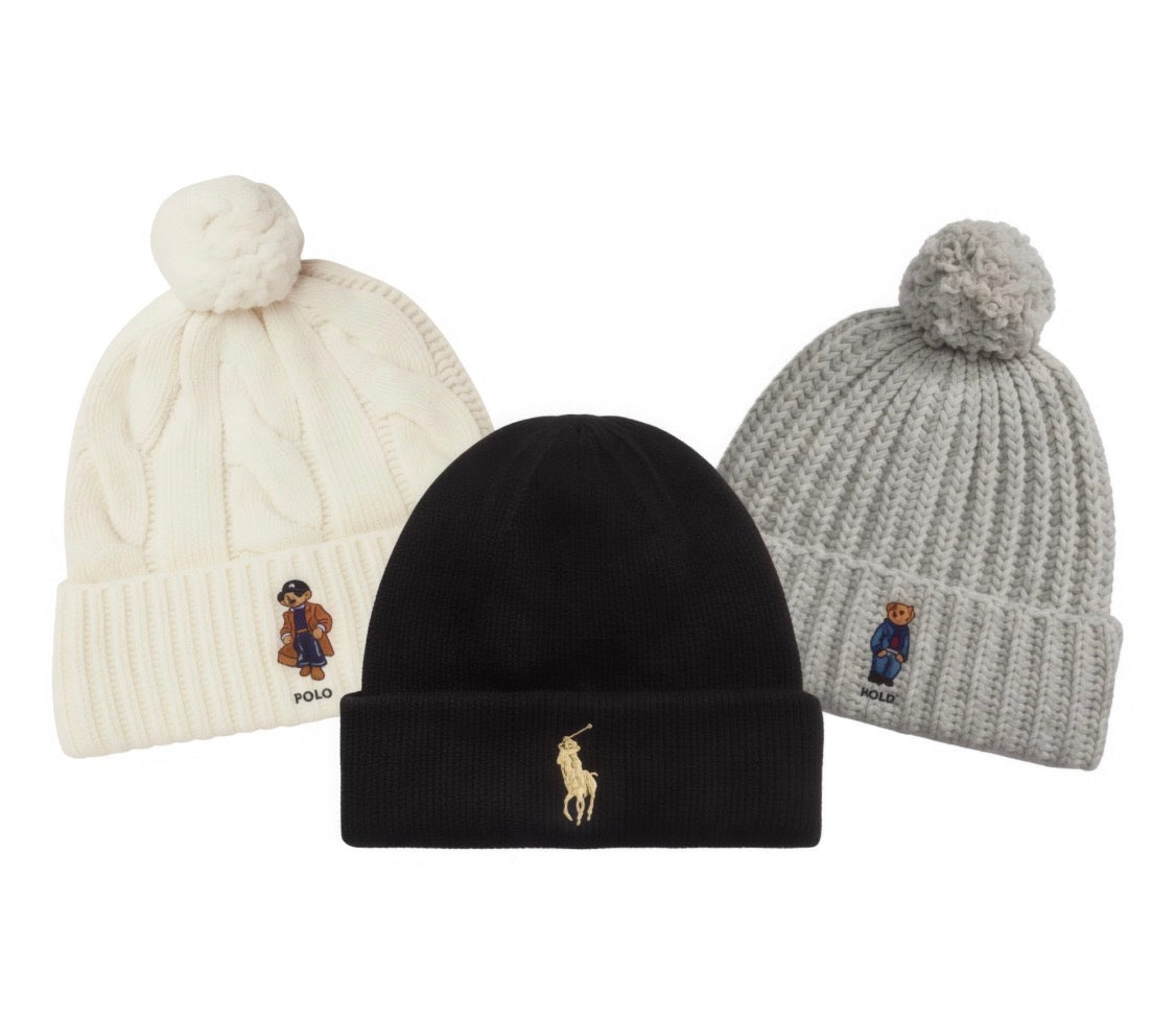 3 piece RL teddy bear hats